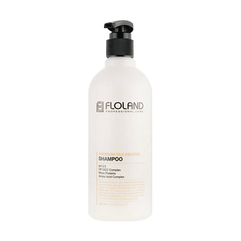 фото відновлювальний шампунь для волосся floland premium silk keratin shampoo з кератином, 530 мл