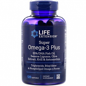 foto жирные кислоты омега-3 life extension "super omega-3 plus" рыбий жир с кунжутом, оливой, астаксантином и крилем (120 гелевых капсул)