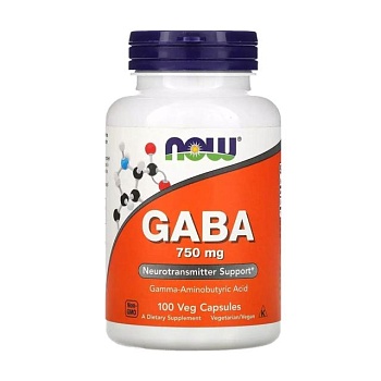 фото дієтична добавка в капсулах now foods gaba гамма-аміномасляна кислота 750 мг, 100 шт