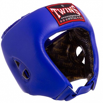 foto шолом боксерський шкіряний відкритий тренувальний twins для єдиноборств синій (hgl-8) m