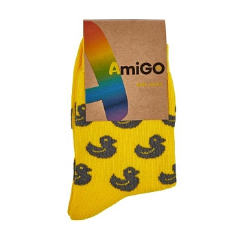 фото шкарпетки дитячі amigo високі, качка, жовті, розмір 20-22