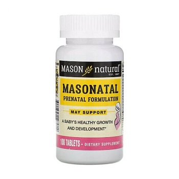 foto харчова добавка в таблетках mason natural masonatal prenatal formulation мультивітаміни для вагітних, 100 шт
