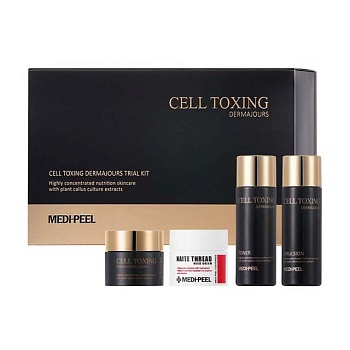 фото набір medi-peel cell toxing dermajours trial kit (тонер для обличчя, 30 мл + емульсія для обличчя, 30 мл + крем для обличчя, 10 г + крем для шиї та декольте, 10 г)