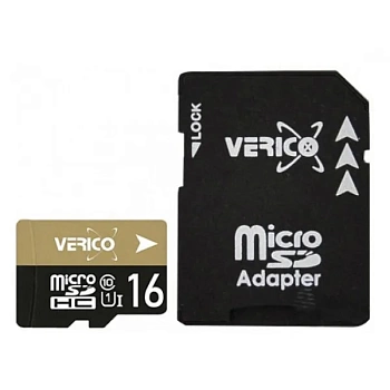 foto карта пам'яті verico microsdhc 16 gb uhs-i (class 10) + sd adapter (1mcov-mah9g3-nn)