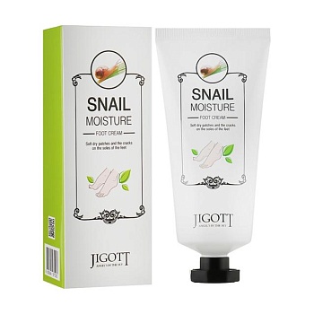 foto крем для ніг jigott real moisture snail foot cream з екстрактом слизу равлика,100 мл