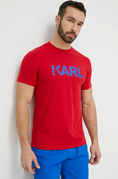 фото бавовняна футболка karl lagerfeld колір червоний з принтом