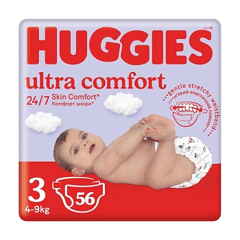фото підгузки huggies ultra comfort розмір 3 (4-9 кг), 56 шт (товар критичного імпорту)