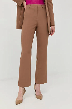 фото штани bardot жіночі колір коричневий пряме висока посадка