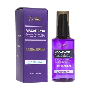 фото сироватка для волосся kundal pure natural system macadamia ultra serum макадамія, аромат clean soap, 100 мл