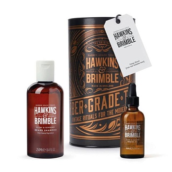 foto набір для бороди hawkins & brimble (шампунь, 250 + олія для бороди, 50 мл)