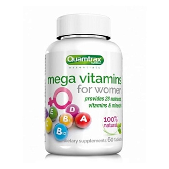 foto харчова добавка вітамінно-мінеральний комплекс в таблетках quamtrax mega vitamins for women, 60 шт