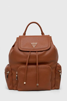 фото рюкзак guess жіночий колір коричневий великий однотонний
