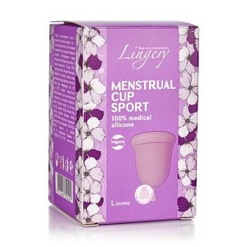 фото менструальна чаша lingery sport з медичного силікону, рожева, розмір l, 1 шт