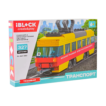 фото конструктор iblock create & play трамвай, від 6 років, 327 деталей (pl-921-380)