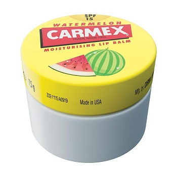фото бальзам для губ carmex spf15 зі смаком кавуна, 7.5 г (банка)