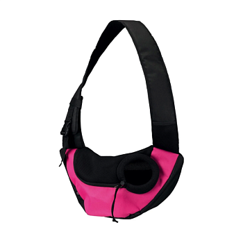 фото сумка-переноска для собак та кішок на плече trixie sling front bag, чорна з рожевим, 50*25*18 см
