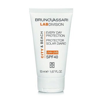 фото сонцезахисний крем для обличчя bruno vassari city & beach everyday protection cream spf 40, 50 мл
