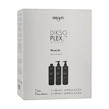 фото набір для догляду за волоссям dikson dikso plex defensive macro kit (спецзасіб для волосся, 500 мл + рідкий крем для волосся, 2*500 мл)