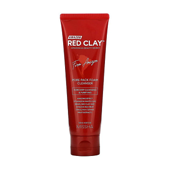 фото пінка для вмивання missha amazon red clay pore pack foam cleanser, 120 мл