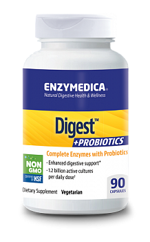 foto ферменты и пробиотики digest + probiotics enzymedica 90 капсул (em006)