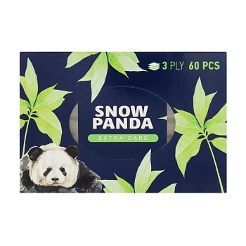 foto серветки універсальні snow panda extra care міні 3-шарові, 60 шт