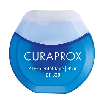 фото зубна нитка curaprox ptfe dental tape df 820, тефлонова з хлоргексидином, 35 м