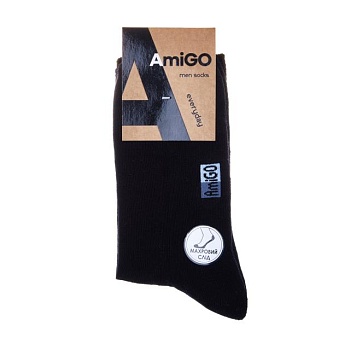 фото шкарпетки чоловічі amigo класичні, махрові, чорні, розмір 29