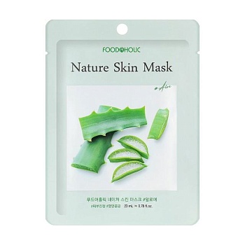 фото тканинна маска для обличчя food a holic nature skin mask aloe з екстрактом алое, 23 мл