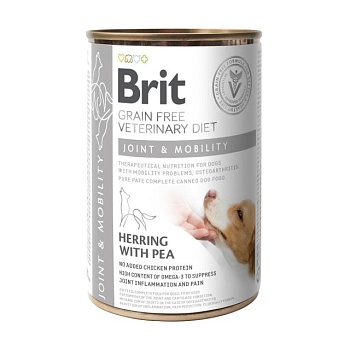 фото вологий корм для собак всіх порід brit grain free veterinary diet joint & mobility для підтримки здоров'я суглобів, 400 г
