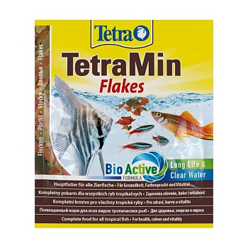 фото корм для акваріумних тропічних риб tetra min flakes в пластівцях, 12 г