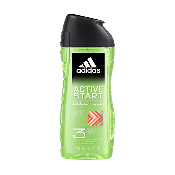 фото гель для тіла, волосся та обличчя adidas active start shower gel 3 in 1 чоловічий, 250 мл