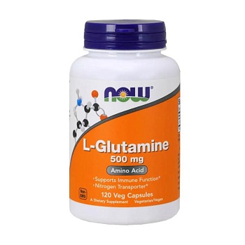фото дієтична добавка в капсулах now foods l-glutamine l-глютамін 500 мг, 120 шт