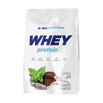 фото дієтична добавка протеїн в порошку allnutrition whey protein шоколад-м'ята, 2.27 кг