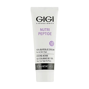 foto крем із 10% гліколевою кислотою gigi nutri-peptide 10% glycolic cream для всіх типів шкіри обличчя, 50 мл