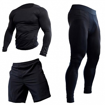 foto компрессионная одежда для спортзала рашгард лосины для спорта компрессионное белье hayabusa 3в1 черный m (1269004604)