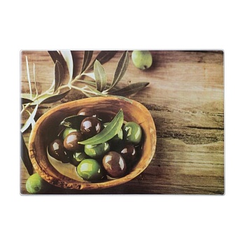 foto склянна дошка для нарізання viva olives & oil 35*25 см (c3235c-a2)