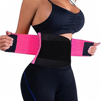 foto фитнес корсет / пояс для спины, для похудения fitnesson утягивающий с двумя липучками для талии розовый s