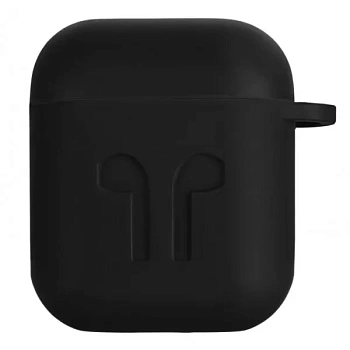 foto чохол для навушників 2e for apple airpods pure color silicone imprint 1.5mm black (2e-air-pods-ibsi-1.5-bk)