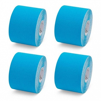 foto хлопчатобумажные кинезио тейпов k-tape blue, 5 см х 5 м, голубой, упаковка 4 шт (100142)