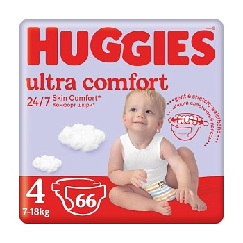 фото підгузки huggies ultra comfort mega розмір 4 (7-18 кг), 66 шт