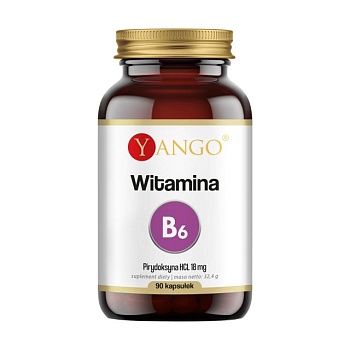 фото дієтична добавка вітаміни в капсулах yango vitamin b6 вітамін b6 18 мг, 90 шт