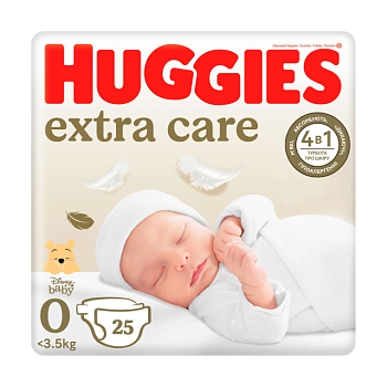 фото підгузки huggies extra care розмір 0 (до 3.5 кг), 25 шт
