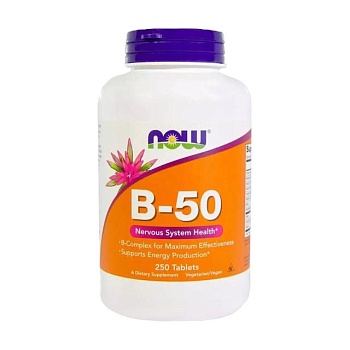 фото дієтична добавка вітаміни в таблетках now foods b-50 комплекс b-50, 250 шт