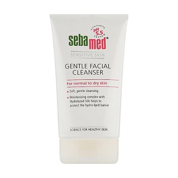 фото очищувальний засіб sebamed gentle facial cleanser для нормальної і сухої шкіри обличчя, 150 мл