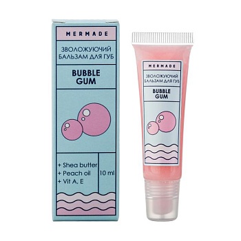 foto зволожувальний бальзам для губ mermade bubble gum з олією персика та ши, з вітамінами a, e, 10 мл