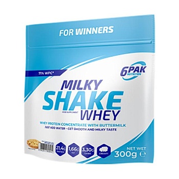 foto харчова добавка протеїн в порошку 6pak nutrition milky shake whey арахісове масло-банан, 300 г