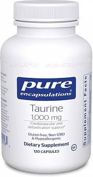 foto таурин taurine pure encapsulations 1000 мг 120 капсул (pe101)