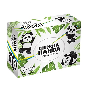 фото косметичні серветки сніжна панда 2-шарові, в коробці, 70 шт