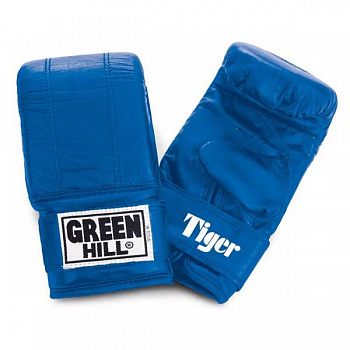 foto снарядные боксерские перчатки "tiger" green hill натуральная кожа синие размер m