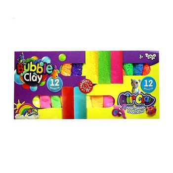 фото дитячий пластилін danko toys air clay+bubble clay 24 кольори, від 3 років (arbb-02-01u)